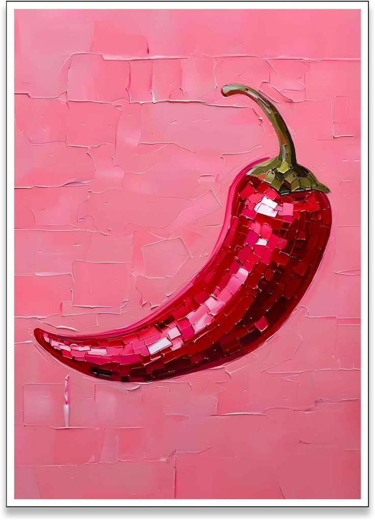 Generic Retro Disco Pepper Wall Art Funky Pink Disco Ball Poster Print Trendy Coquette Girly Preppy Wall Decor Picture for Dorm Apartment Room Decor (Pepper, 12x16in poster)